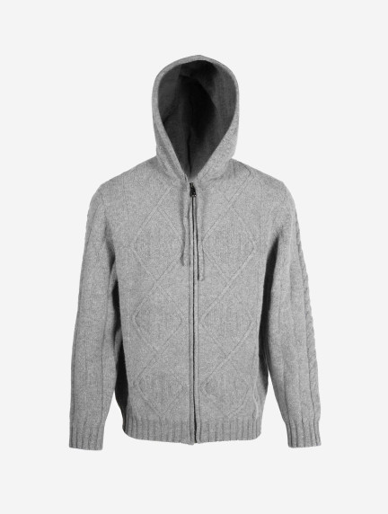 Patrick Hellmann CollectionGrey Hoodie Zip-Up Sweaterimage611